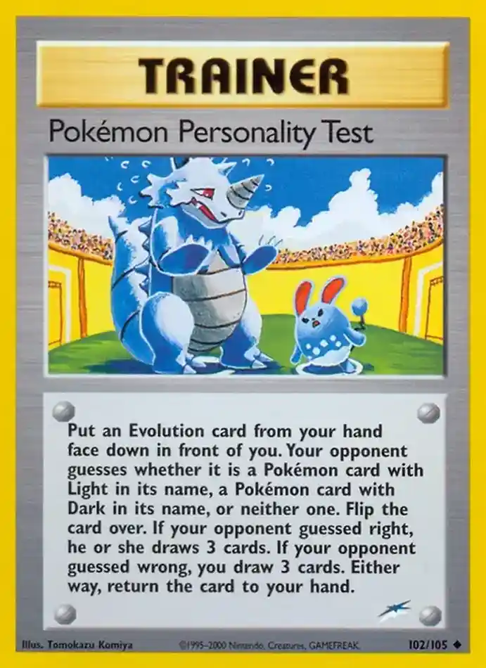 pokemon-personality-test-uncommon-neo-destiny-102-105-trainer-karti.webp Pokémon Personality Test - Uncommon - Neo Destiny - 102/105 - Trainer Kartı - Görsel 1