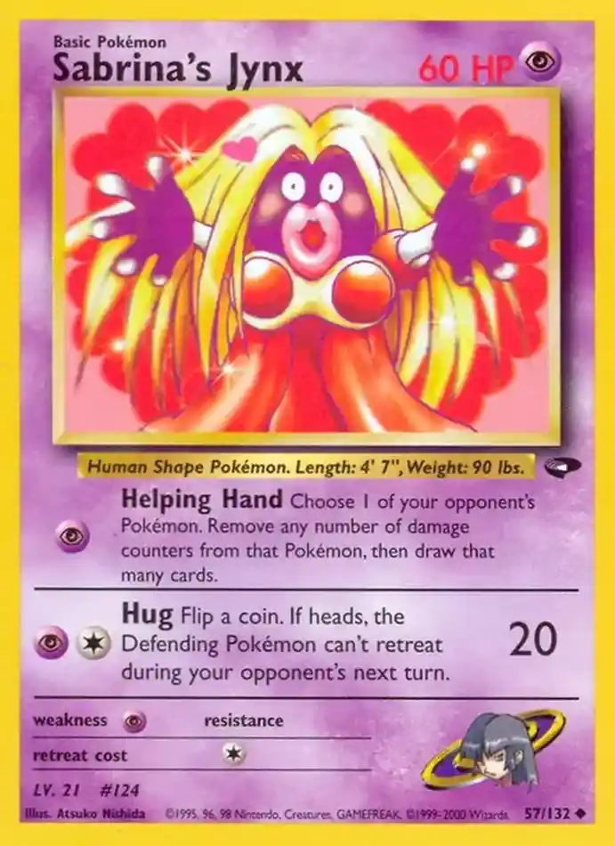 sabrina-s-jynx-uncommon-gym-challenge-057-132-pokemon-karti.webp Sabrina's Jynx - Uncommon - Gym Challenge - 057/132 - Pokemon Kartı - Görsel 1