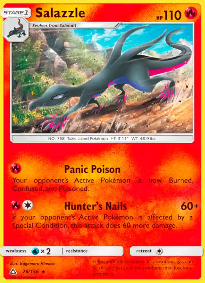 salazzle-rare-ultra-prism-026-156-pokemon-karti.webp Salazzle - Reverse Holo Rare - Ultra Prism - 026/156 - Pokemon Kartı - Görsel 1