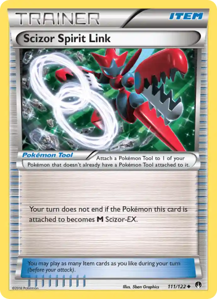 scizor-spirit-link-uncommon-breakpoint-111-122-trainer-karti.webp Scizor Spirit Link - Reverse Holo Uncommon - BREAKpoint - 111/122 - Trainer Kartı - Görsel 1