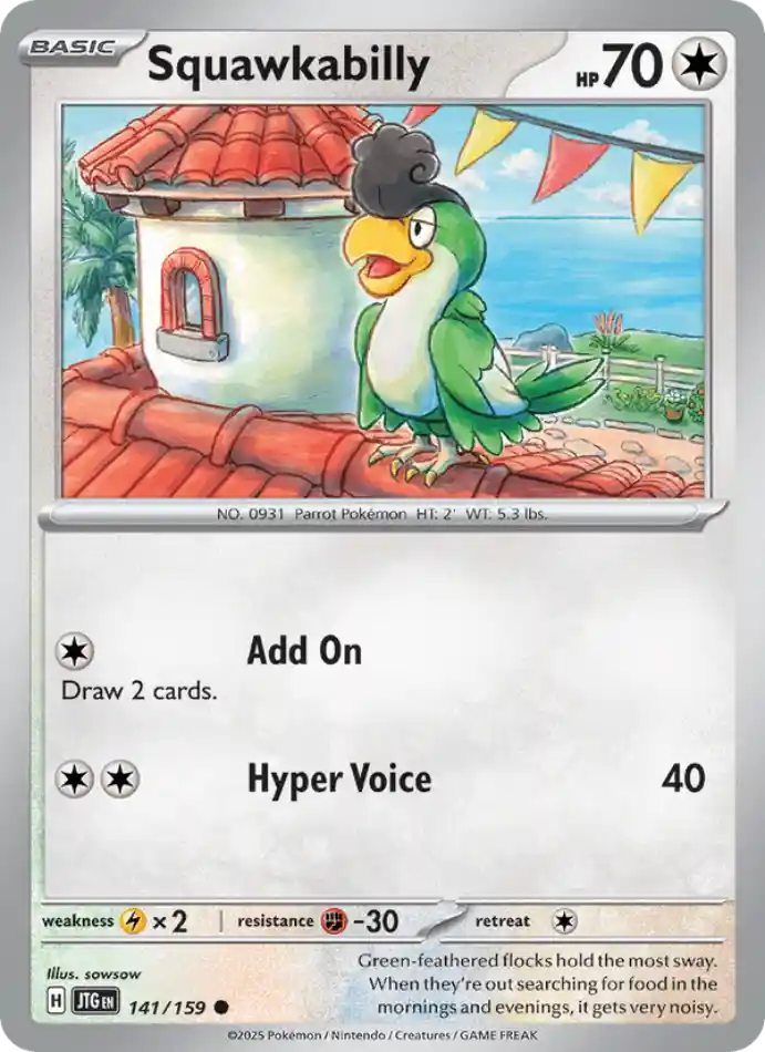 squawkabilly-common-journey-together-141-159-pokemon-karti.webp Squawkabilly - Reverse Holo Common - Journey Together - 141/159 - Pokemon Kartı - Görsel 1