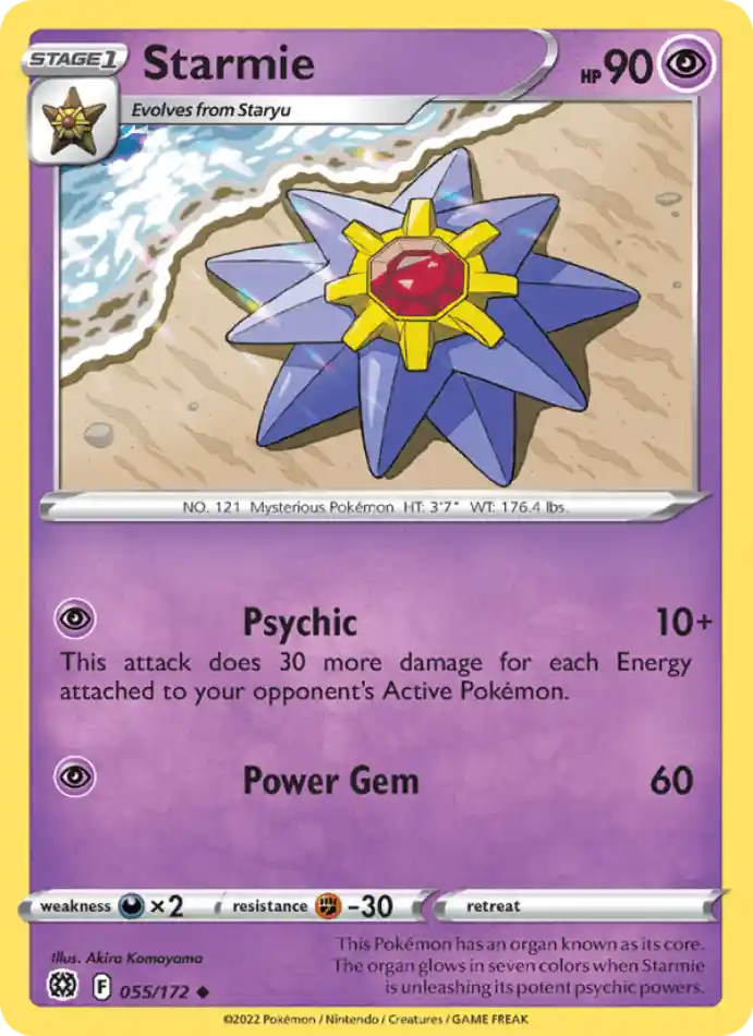 starmie-uncommon-brilliant-stars-055-172-pokemon-karti.webp Starmie - Reverse Holo Uncommon - Brilliant Stars - 055/172 - Pokemon Kartı - Görsel 1