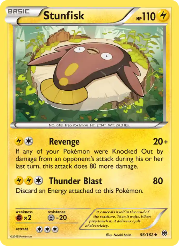 stunfisk-uncommon-breakthrough-056-162-pokemon-karti.webp Stunfisk - Reverse Holo Uncommon - BREAKthrough - 056/162 - Pokemon Kartı - Görsel 1
