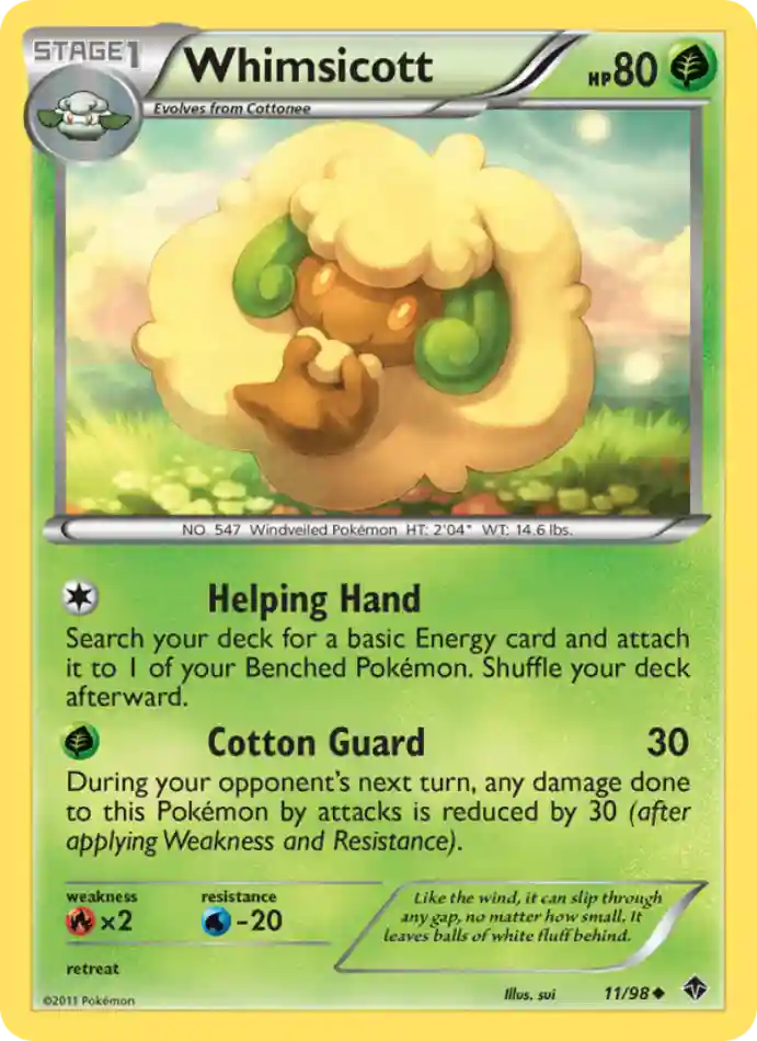 whimsicott-uncommon-emerging-powers-011-98-pokemon-karti.webp Whimsicott - Uncommon - Emerging Powers - 011/98 - Pokemon Kartı - Görsel 1