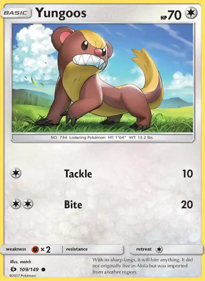 yungoos-common-sun-moon-109-149-pokemon-karti.webp Yungoos - Reverse Holo Common - Sun & Moon - 109/149 - Pokemon Kartı - Görsel 1