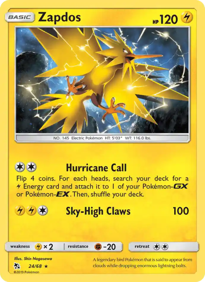 zapdos-rare-hidden-fates-024-68-pokemon-karti.webp Zapdos - Reverse Holo Rare - Hidden Fates - 024/68 - Pokemon Kartı - Görsel 1