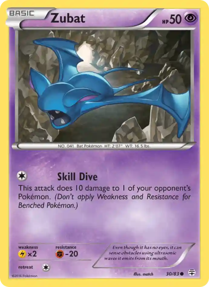 zubat-common-generations-030-83-pokemon-karti.webp Zubat - Common - Generations - 030/83 - Pokemon Kartı - Görsel 1